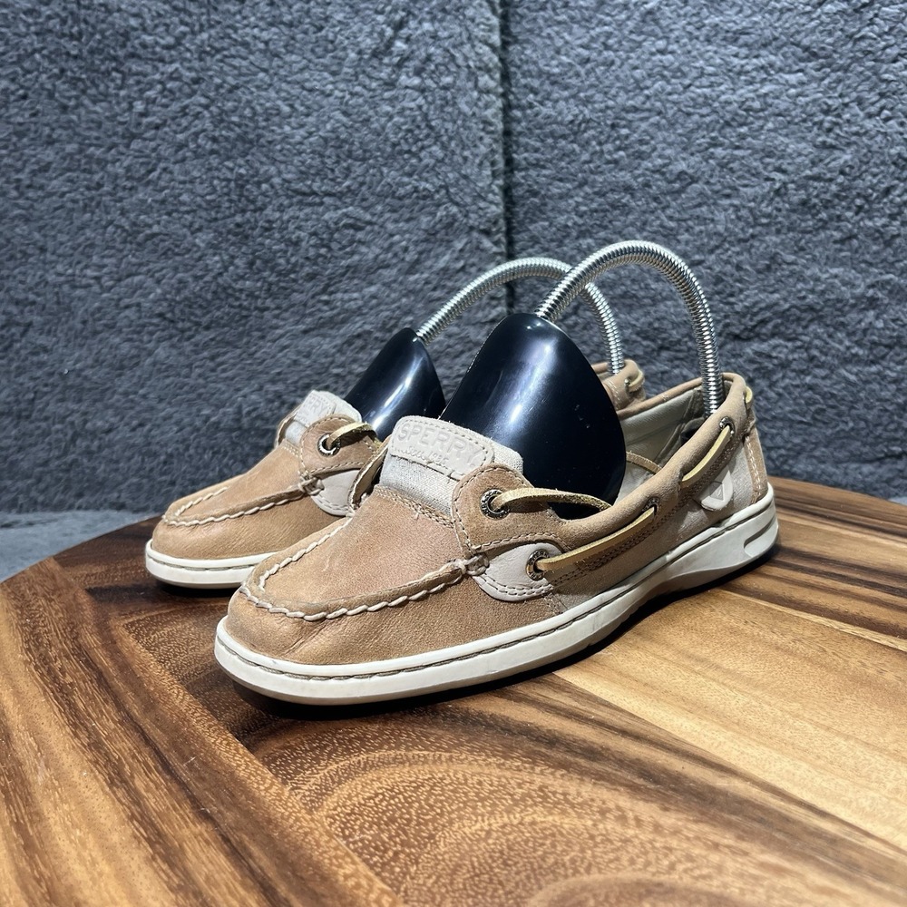 Sperry Top Sider Shoes Womens 7 Songfish Linen Oat‎ Sliver Boat Shoe Lace Up - Picture 5 of 11